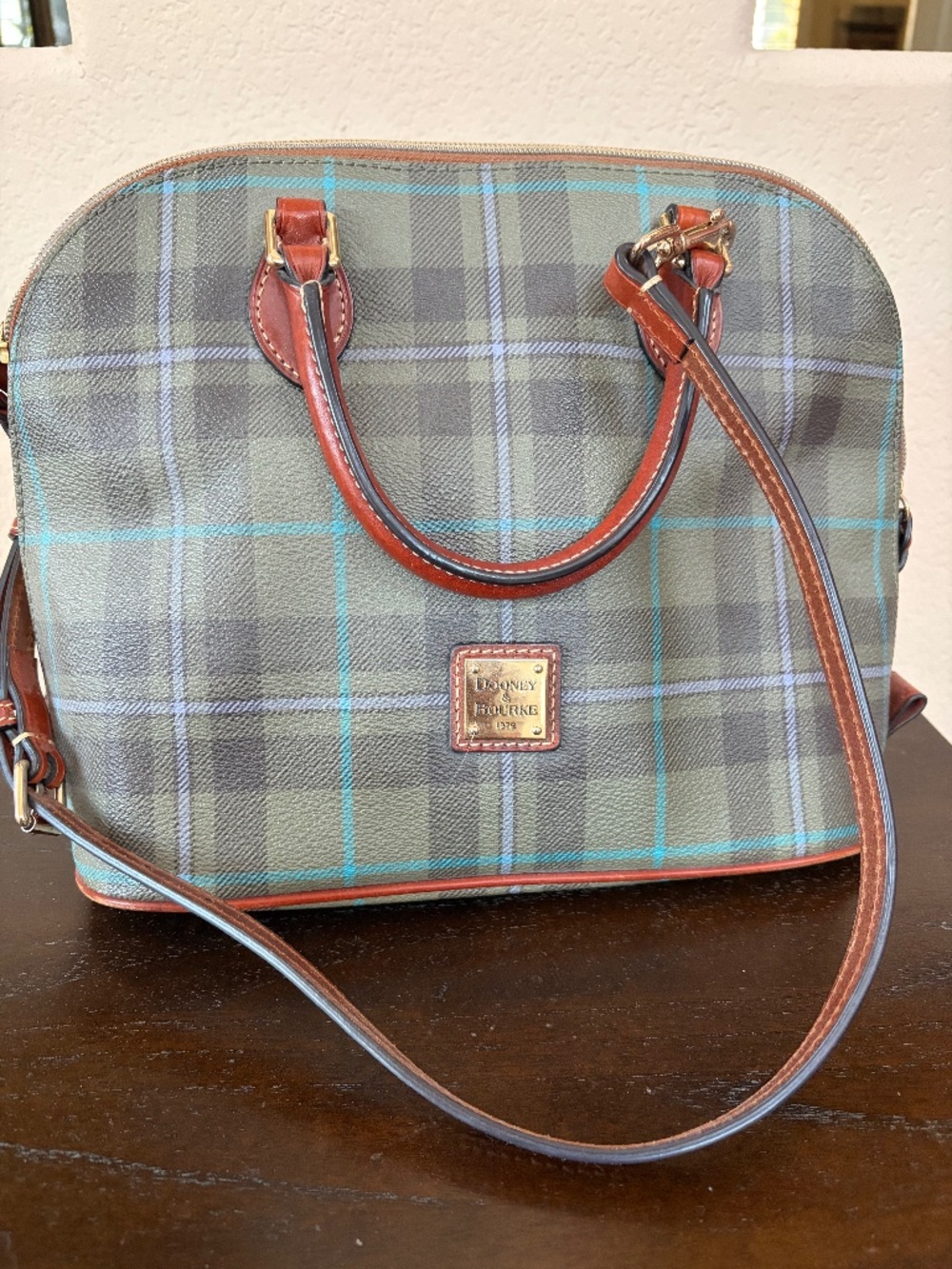 Dooney & Bourke Tartan Plaid Dome Satchel Crossbody Bag